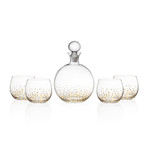 Confetti 5 Piece Decanter Set // Black+Gold