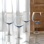 Vivienne Blue + Gold Red Wine Goblets // Set of 4