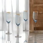 Vivienne Blue + Gold Flutes // Set of 4