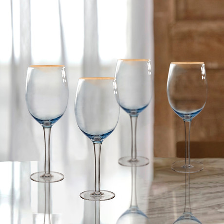Vivienne Blue + Gold White Wine Glasses // Set of 4
