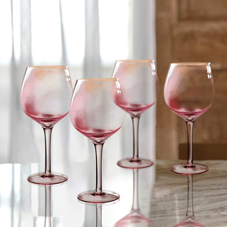 Vivienne Pink + Gold Red Wine Goblets // Set of 4