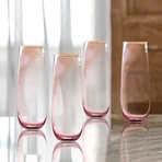 Vivienne Pink + Gold Stemless Flutes // Set of 4