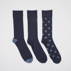 Navy Tonal Dot Polka Dot Buttersoft Crew Socks // 3 Pairs