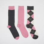 Charcoal Classics Argyle Crew Socks // 3 Pairs