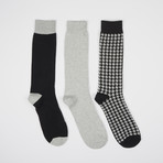 Black Mini Hounds Crew Socks // 3 Pairs