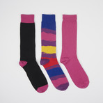 Grape Paint Block Crew Socks // 3 Pairs