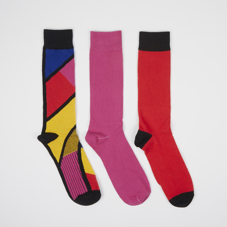 Red Artup Crew Socks // 3 Pairs