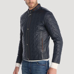 Balmy Leather Jacket // Navy (XL)