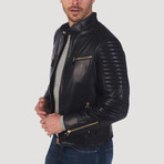 Geary Leather Jacket // Black + Gold (XS)