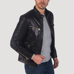 Geary Leather Jacket // Black + Gold (XS)