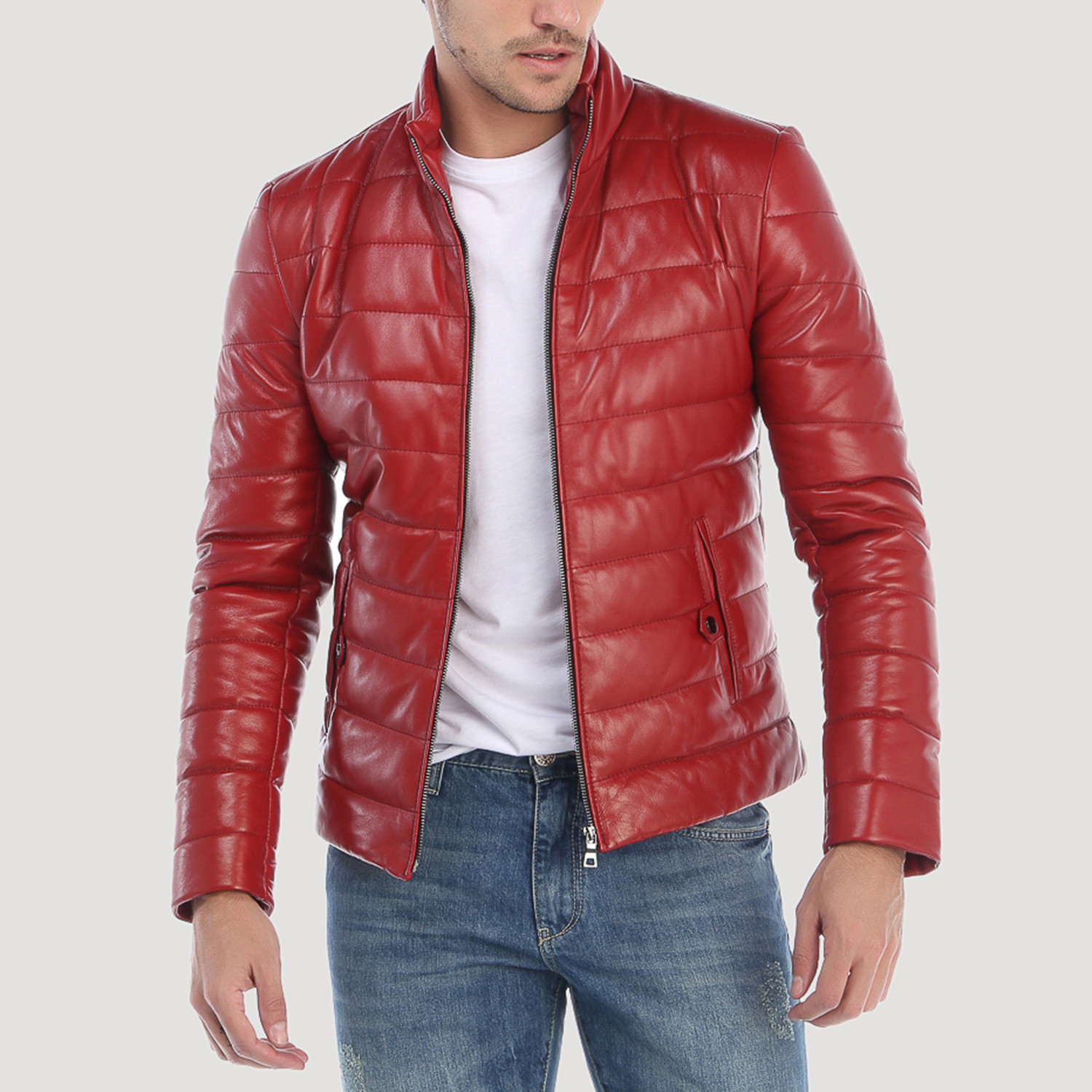 Broadway Leather Jacket // Red (XL 