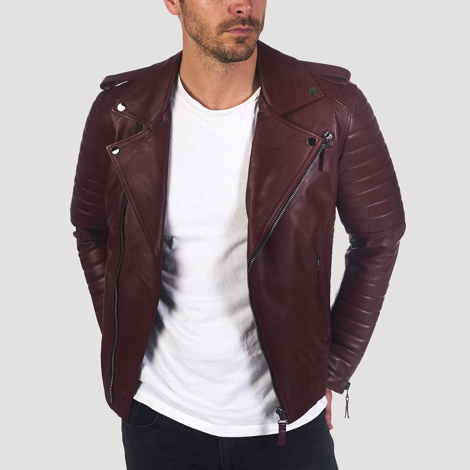 vrede Ga lekker liggen Ananiver Valencia Leather Jacket // Bordeaux (L) - Giorgio di Mare // Burak & Espana  - Touch of Modern