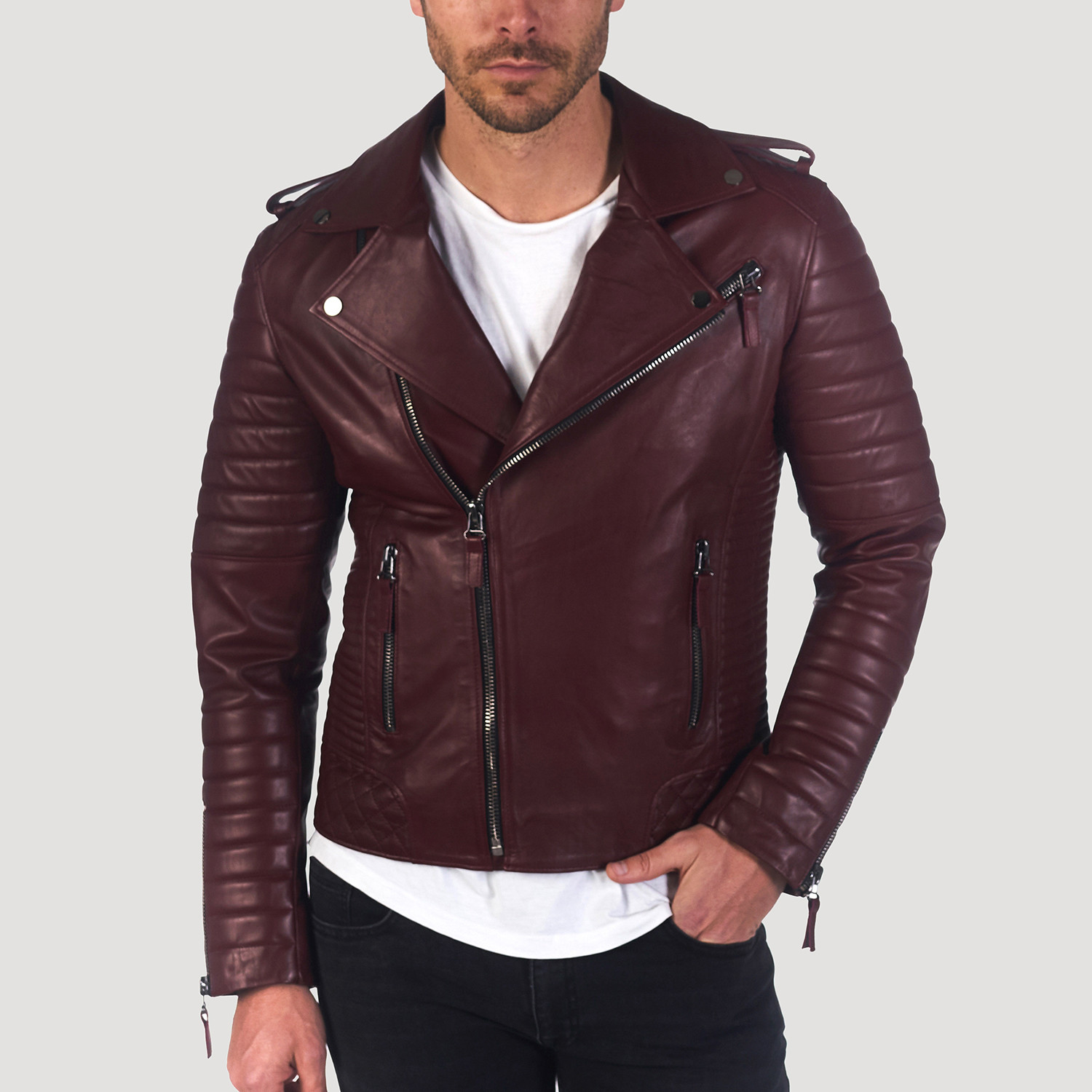 Valencia Leather Jacket // Bordeaux (S) - Giorgio di Mare - Touch of Modern