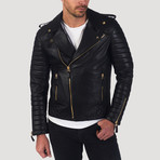 Mission Leather Jacket // Black + Gold (M)
