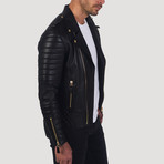 Mission Leather Jacket // Black + Gold (M)