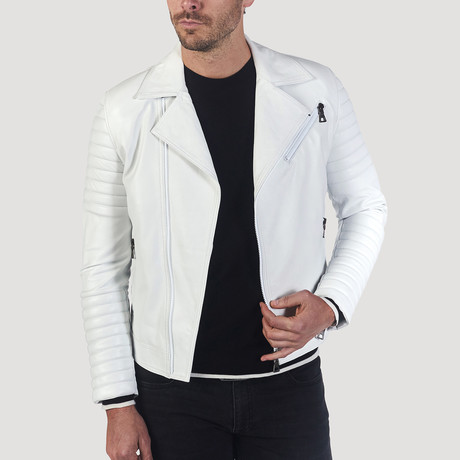 Polk Leather Jacket // White (XS)
