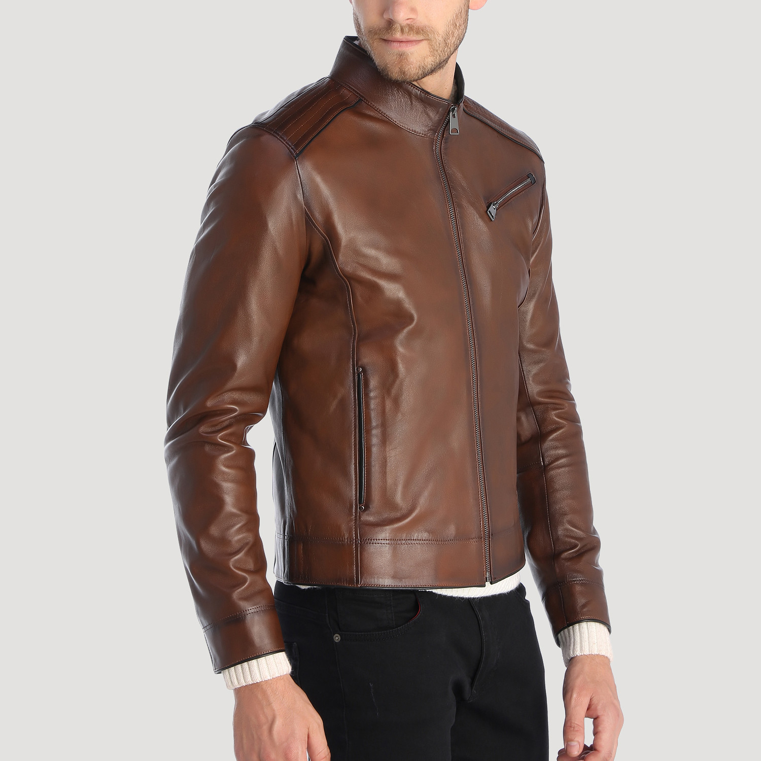 Boulevard Leather Jacket // Chestnut (2XL) - Giorgio di Mare - Touch of ...