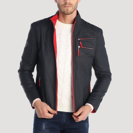 Harrison Leather Jacket // Navy (S)