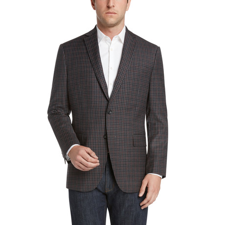 Modern Fit Wool Coat // Burgundy + Grey Check (US: 36S)