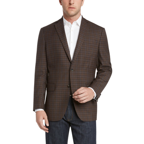 Modern Fit Wool Coat // Tan + Brown Check (US: 36S)