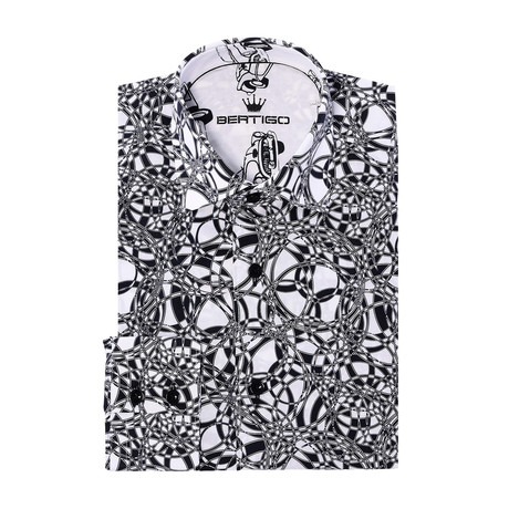 Deano Button-Up // Graphic Abstract Print // Black + White (S)