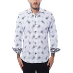 Pucca Button-Up // Graphic Pineapple Print // White + Black (2XL)