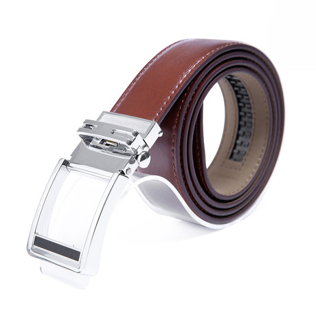 AutoMADtic All Size Leather Belt // Dark Brown + Polished Silver Buckle