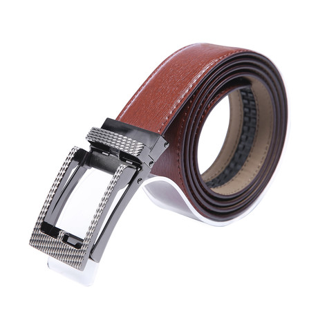 AutoMADtic All Size Leather Belt // Dark Brown + Chain + Gunmetal Buckle
