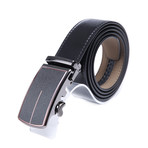 AutoMADtic All Size Leather Belt // Black + Brushed Rose Gold Buckle