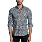 Woven Button-Up // White + Black Floral Gingham (S)