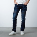 Faded Moto Jeans // Dark Blue (36WX32L)