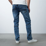 Acid Wash Moto Jeans // Light Blue (36WX30L)