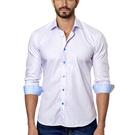 Gingham Button-Down Shirt // Pink + Blue (S)