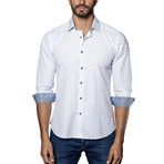 Woven Button-Up // White + Blue (M)