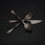 Damascus Medieval Cutlery Feasting Set // 3 Piece