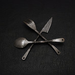 Damascus Medieval Cutlery Feasting Set // 3 Piece