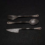 Damascus Medieval Cutlery Feasting Set // 3 Piece