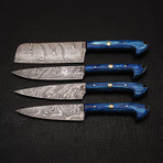 Damascus Chef Knife Set // 4 Piece