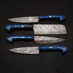 Damascus Chef Knife Set // 4 Piece