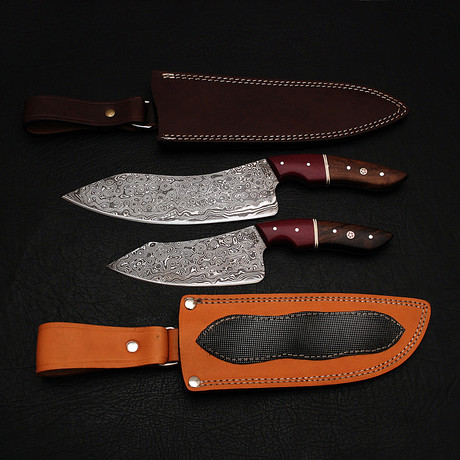 Damascus Chef Knife Set // 2 Piece // 9185