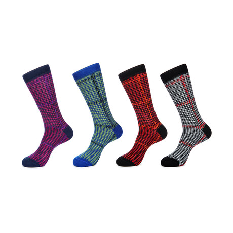 Dress Socks // Stars // Pack of 4 (Purple, Green, Red, Black)