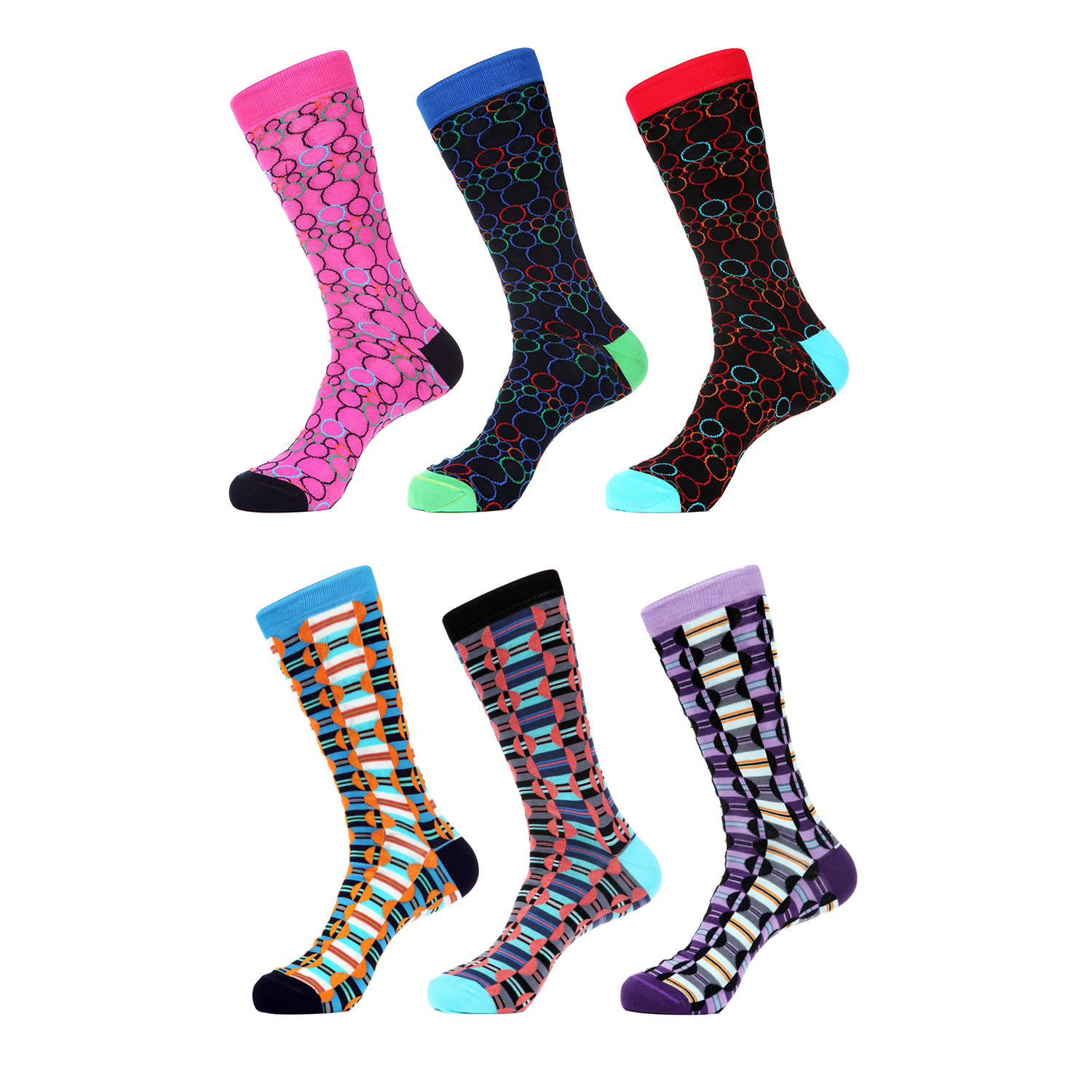 6 Pack Mercerized Socks Pack // Multi Color (Multi Color) - Jared Lang ...