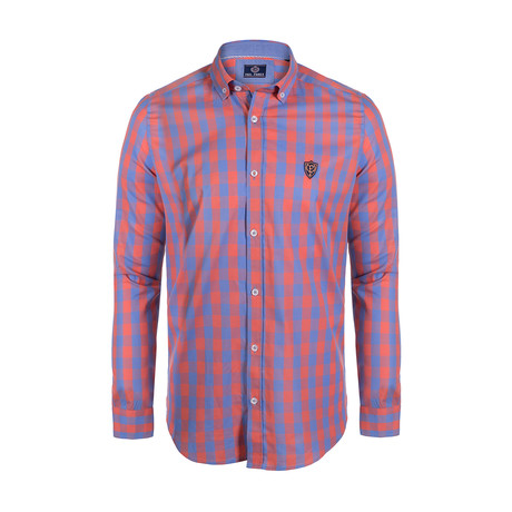 Men's Woven Shirt // Blue Orange Plaid (S)