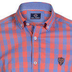 Men's Woven Shirt // Blue Orange Plaid (M)