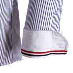 Hamzah Button Down Shirt // Navy + White Stripe (2XL)