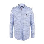 Baran Button Down Shirt // Navy Multi Stripe (S)
