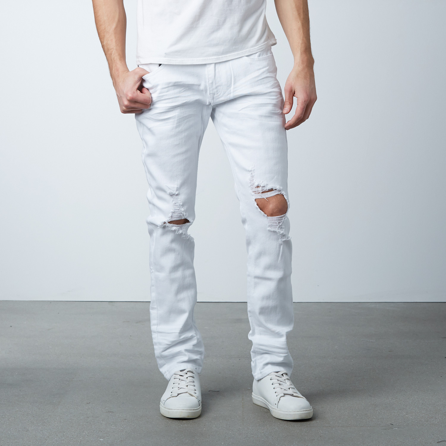 Blown Out Knee Jeans // White (34WX30L) - Xray Jeans - Touch of Modern