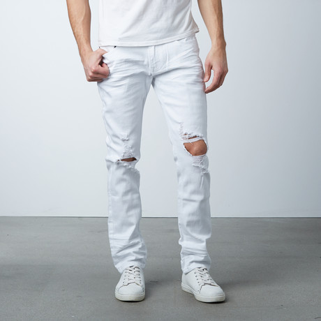 Blown Out Knee Jeans // White (30WX30L)