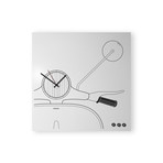 Scooter Clock-Board (Black Metal, White Graphics)