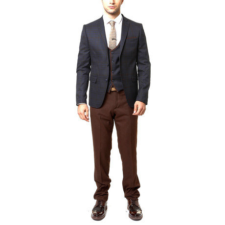 Carmine 3-Piece Slim-Fit Suit // Brown (Euro: 44)